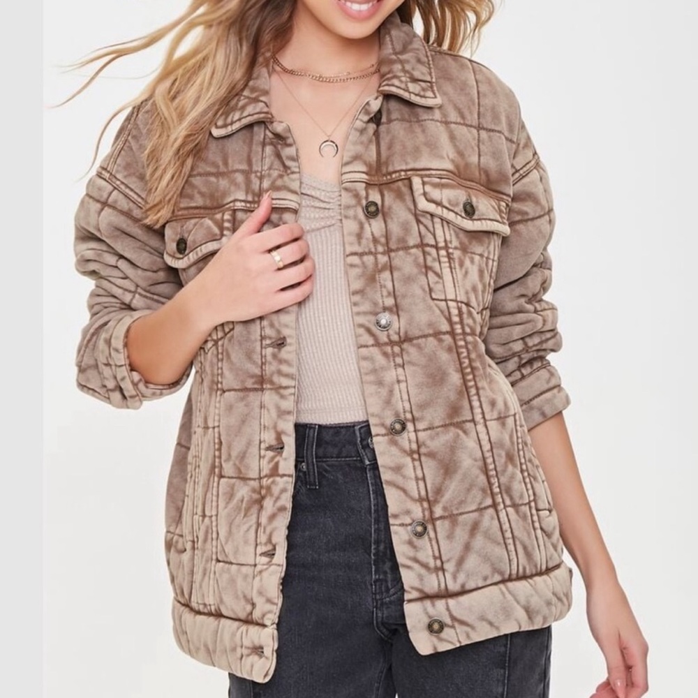 Forever 21 Mineral Wash Quilted Jacket